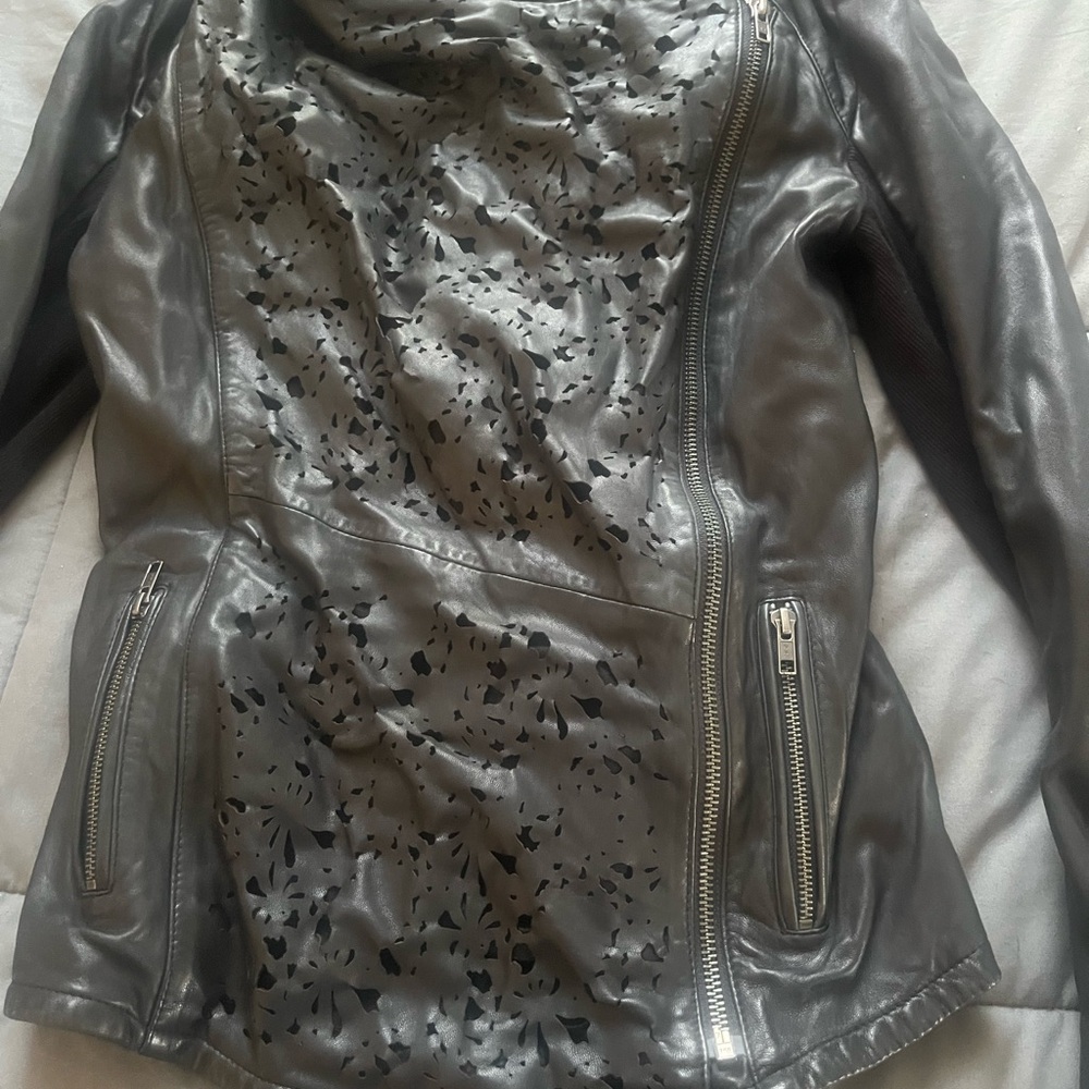 Muubaa Black Perforated Leather Jacket - Picture 2 of 6